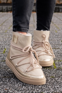 Beżowe Śniegowce Damskie LURSO model HANNAH GOLD-PLATED BEIGE