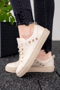 Beżowe Trampki Damskie LURSO model EVE BEIGE skóra naturalna